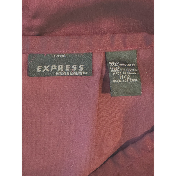 Y2k Express Pencil Skirt Burgundy Beaded Lined below Knee 11/12 Size Large - Picture 3 of 5